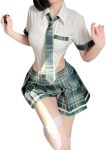 Japanese female student JK pleated skirt  anime jumpsuit sexy tight fitting pajama underwear