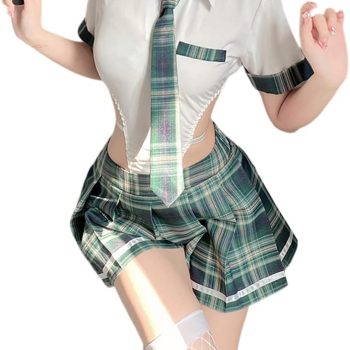 Japanese female student JK pleated skirt  anime jumpsuit sexy tight fitting pajama underwear