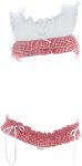 Women's Cute Sexy Japanese JK Anime  Lingerie Set Sexy Ruffle Plaid Crop Top and Panty Red
