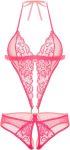 Women Deep V Lingerie Lace Teddy One Piece Babydoll Mini Bodysuit
